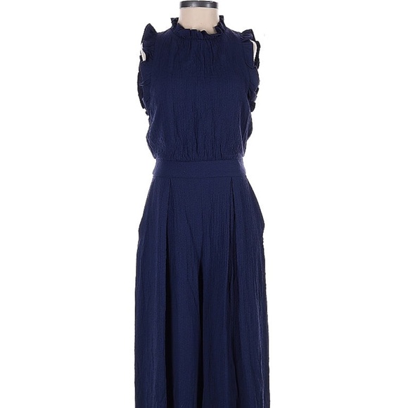 Vince Camuto Navy Blue Sleeveless Jumpsuit Sz 0 Ruffle Detail